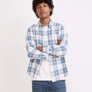 MADEWELL WICKLOW PLAID BLUE WHITE EASY LONG SLEEVE SHIRT LONNIE PLAID Size Med